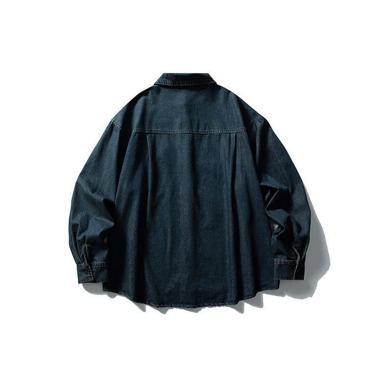 Men's Washed Long Sleeve Denim Button-Down Shirt