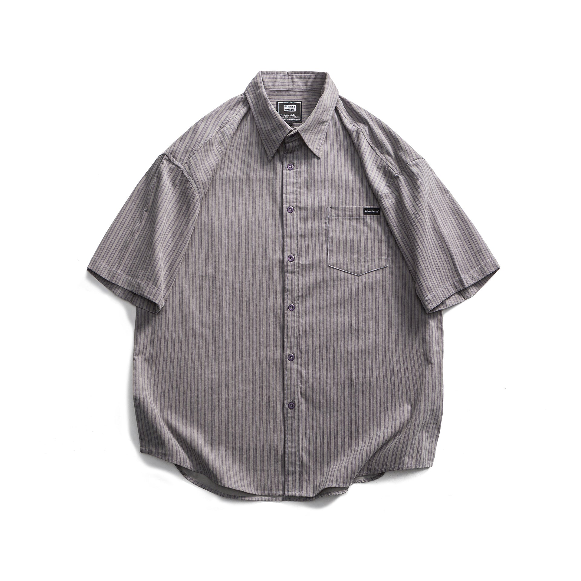 Men's Striped Short Sleeve Button-Down Shirt