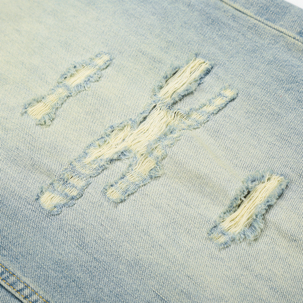 Men's Distressed Wide-Leg Straight Loose Denim Jeans