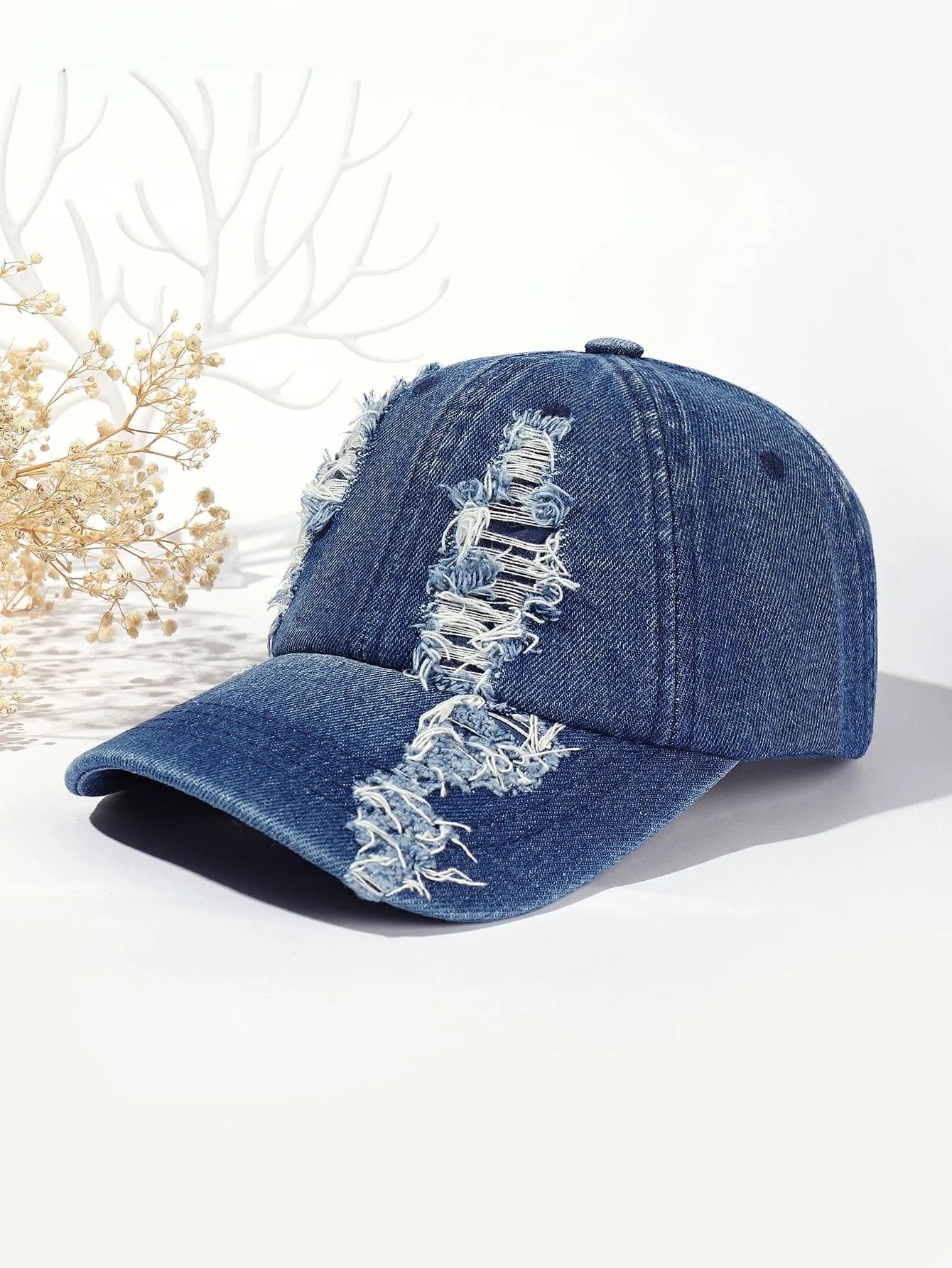 Unisex Distressed Washed Denim Baseball Cap