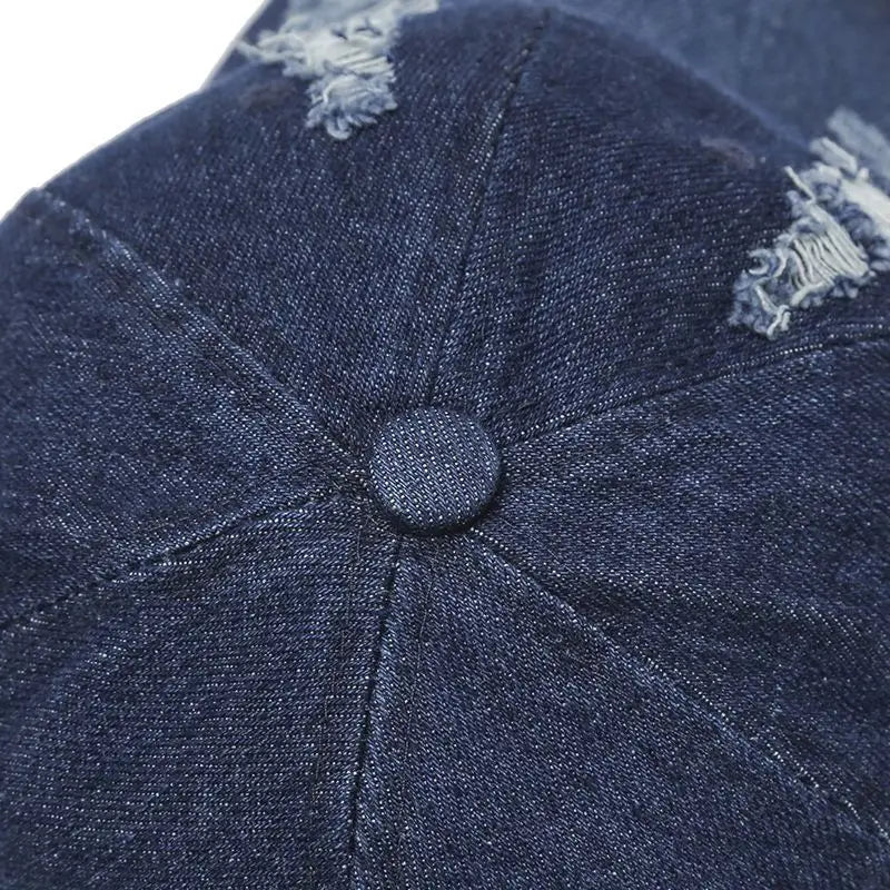Unisex Distressed Washed Denim Baseball Cap