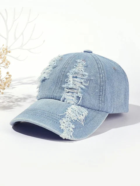 Unisex Distressed Washed Denim Baseball Cap