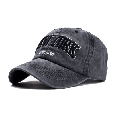 Unisex Vintage Washed Cotton New York Embroidery Baseball Cap