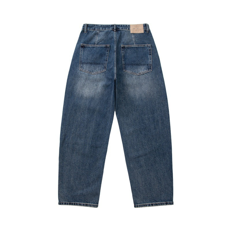 Men's Structured Loose Straight Tapered Denim Jeans