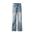 Men's Washed Wide-Leg Straight Loose Fit Denim Jeans