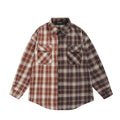 Men's Plaid Color-Block Long Sleeve Button-Down Shirt
