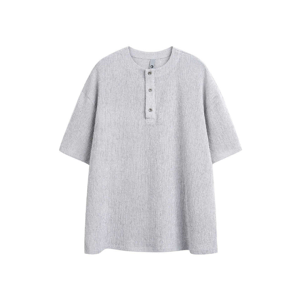 Men's Textured Henley Neck Short Sleeve T-Shirt