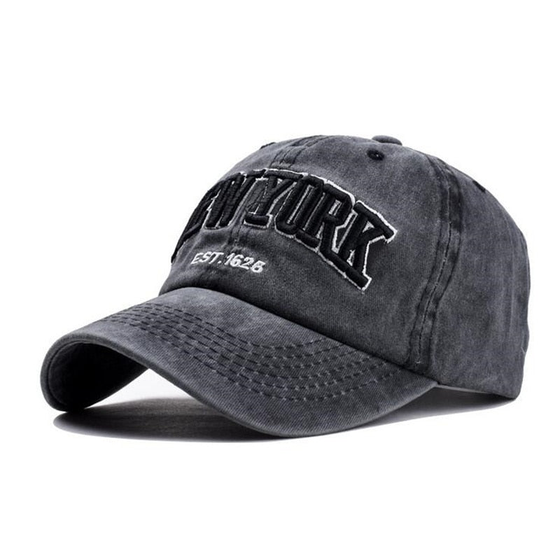 Unisex Vintage Washed Cotton New York Embroidery Baseball Cap