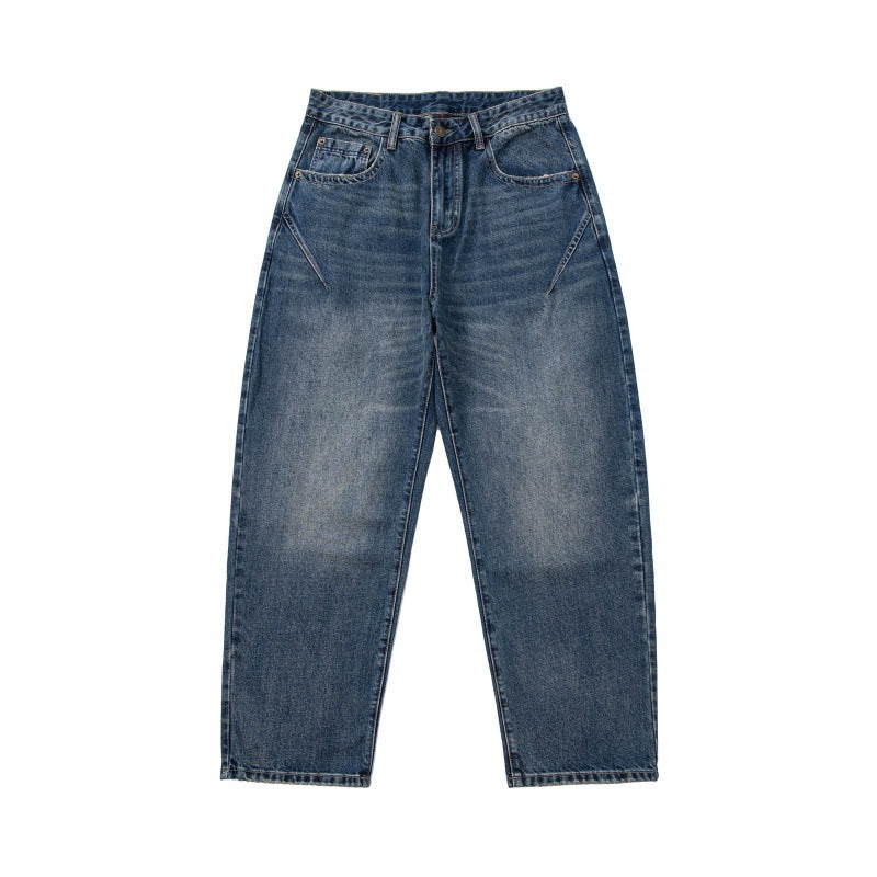 Men's Structured Loose Straight Tapered Denim Jeans