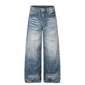 Men's Washed Wide-Leg Straight Loose Fit Denim Jeans