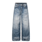 Men's Washed Wide-Leg Loose Fit Denim Jeans