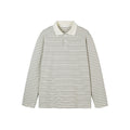 Men's Striped Long Sleeve Polo Shirt Loose Casual Turn-Down Collar