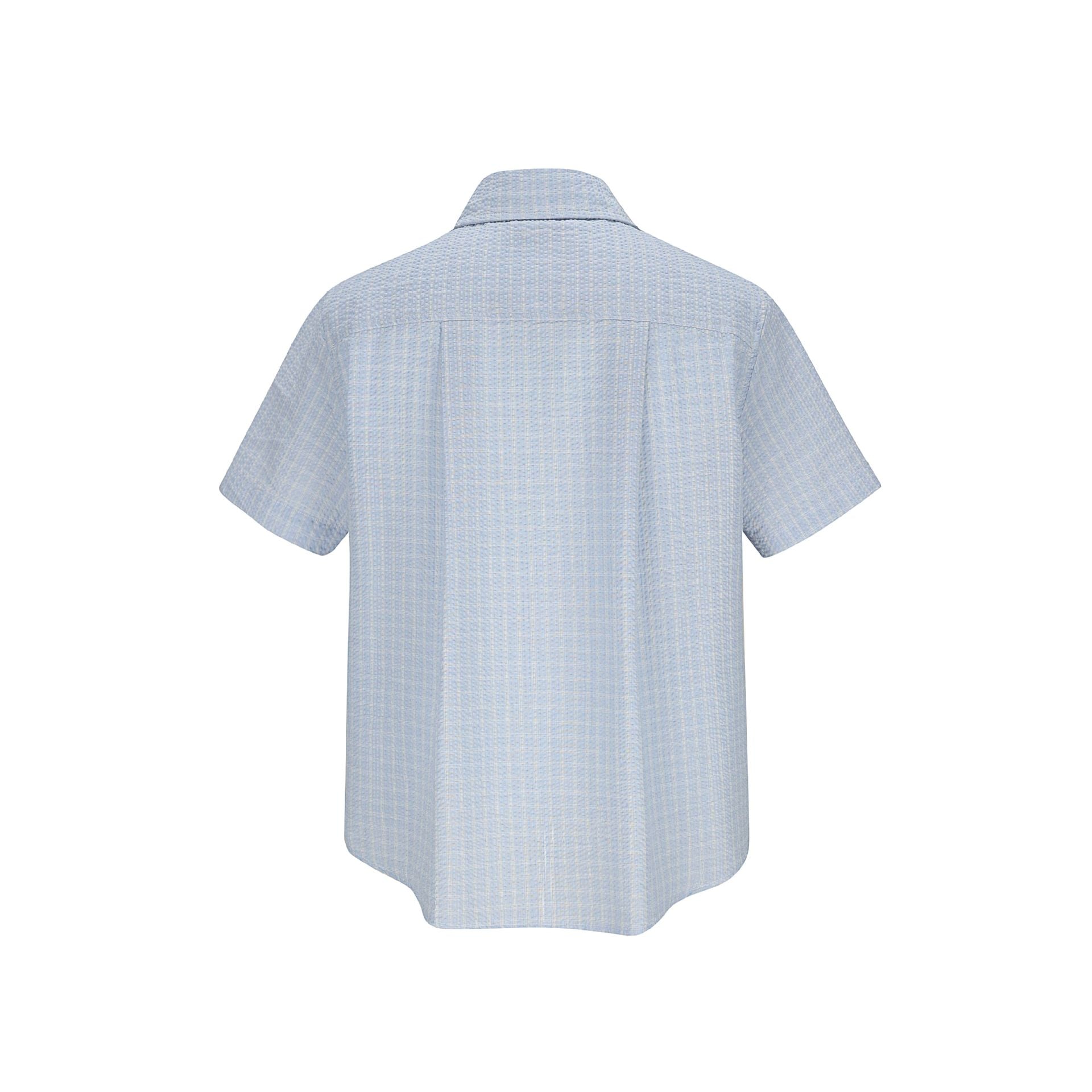 Men's Plaid Short Sleeve Seersucker Button-Down Shirt