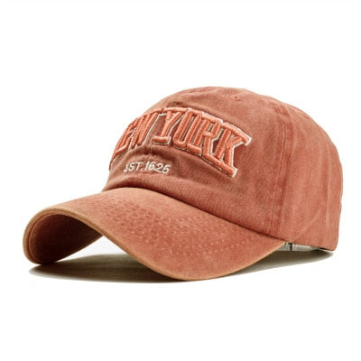 Unisex Vintage Washed Cotton New York Embroidery Baseball Cap
