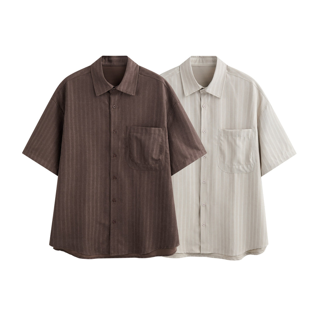 Men's Striped Short Sleeve Button-Down Shirt