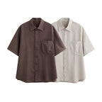 Men's Striped Short Sleeve Casual Button-Down Shirt