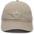 Mountain Embroidered Unstructured Cotton Dad Hat - Khaki