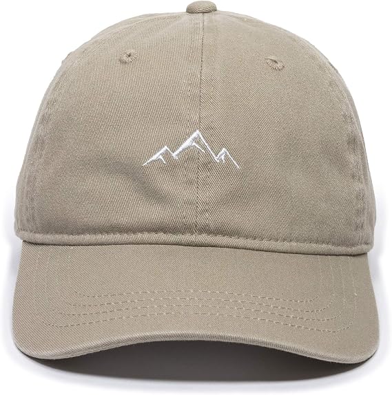 Mountain Embroidered Unstructured Cotton Dad Hat - Khaki