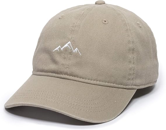 Mountain Embroidered Unstructured Cotton Dad Hat - Khaki