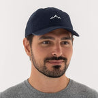 Mountain Embroidered Unstructured Cotton Dad Hat - Navy Blue