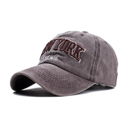 Unisex Vintage Washed Cotton New York Embroidery Baseball Cap