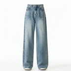 Light blue jeans on a white background