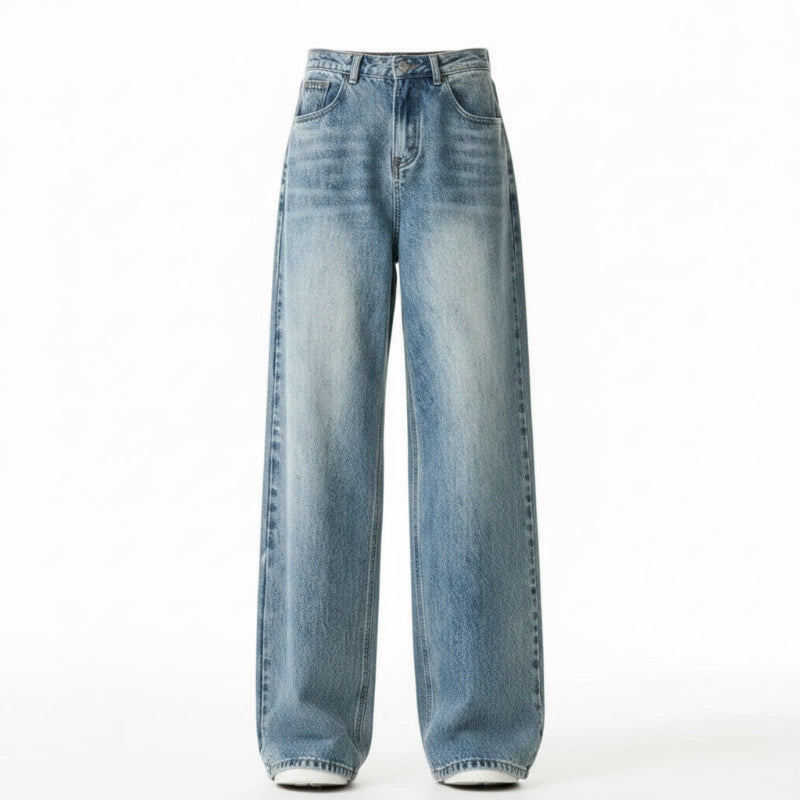 Light blue jeans on a white background