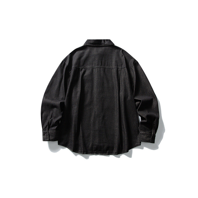 Men's Washed Long Sleeve Denim Button-Down Shirt