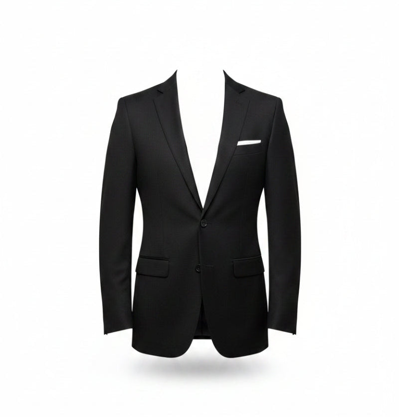 Black suit jacket on a white background