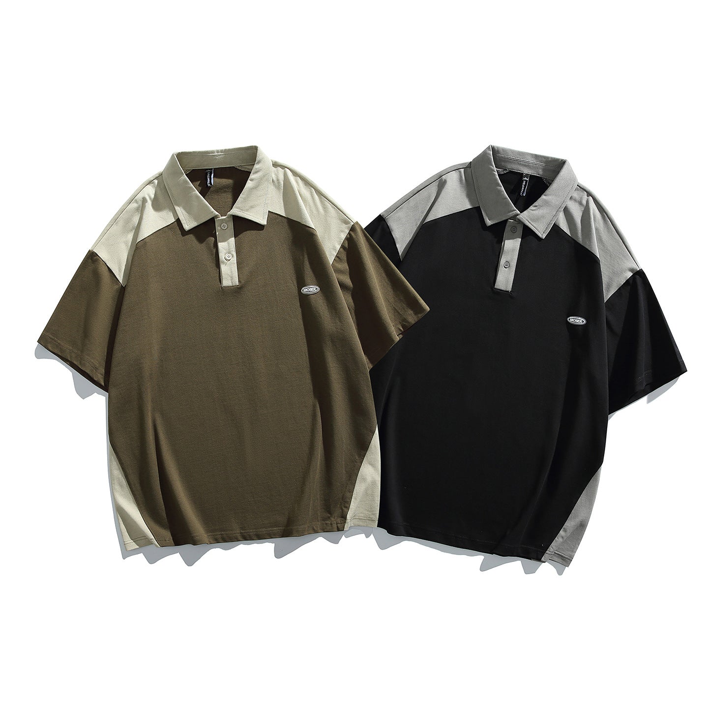 Men's Patchwork Color-Block Short Sleeve Polo Shirt