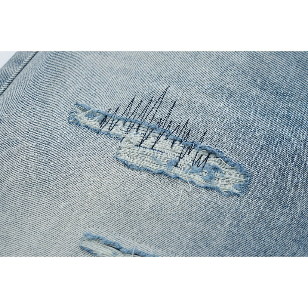 Men's Distressed Loose Straight Tapered Denim Jeans
