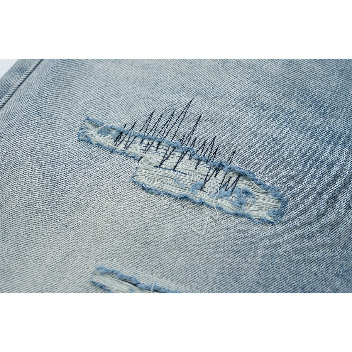 Men's Distressed Loose Straight Tapered Denim Jeans