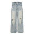 Men's Distressed Wide-Leg Straight Loose Denim Jeans