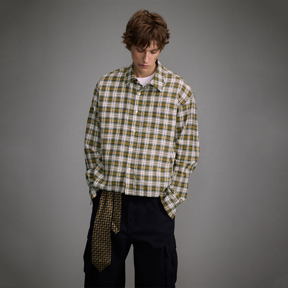 Men's Plaid Long Sleeve Button-Down Shirt