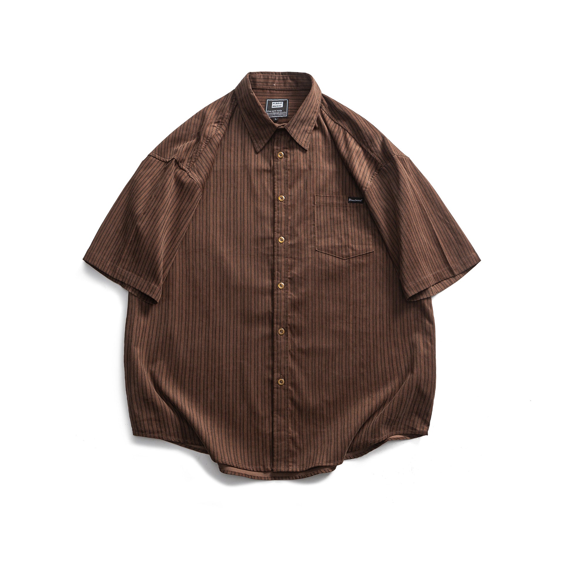 Men's Striped Short Sleeve Button-Down Shirt