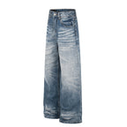Men's Washed Wide-Leg Loose Fit Denim Jeans