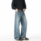 Men's Washed Wide-Leg Loose Fit Denim Jeans