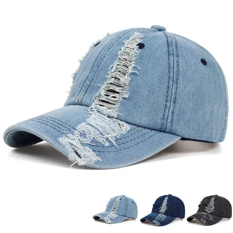 Unisex Distressed Washed Denim Baseball Cap