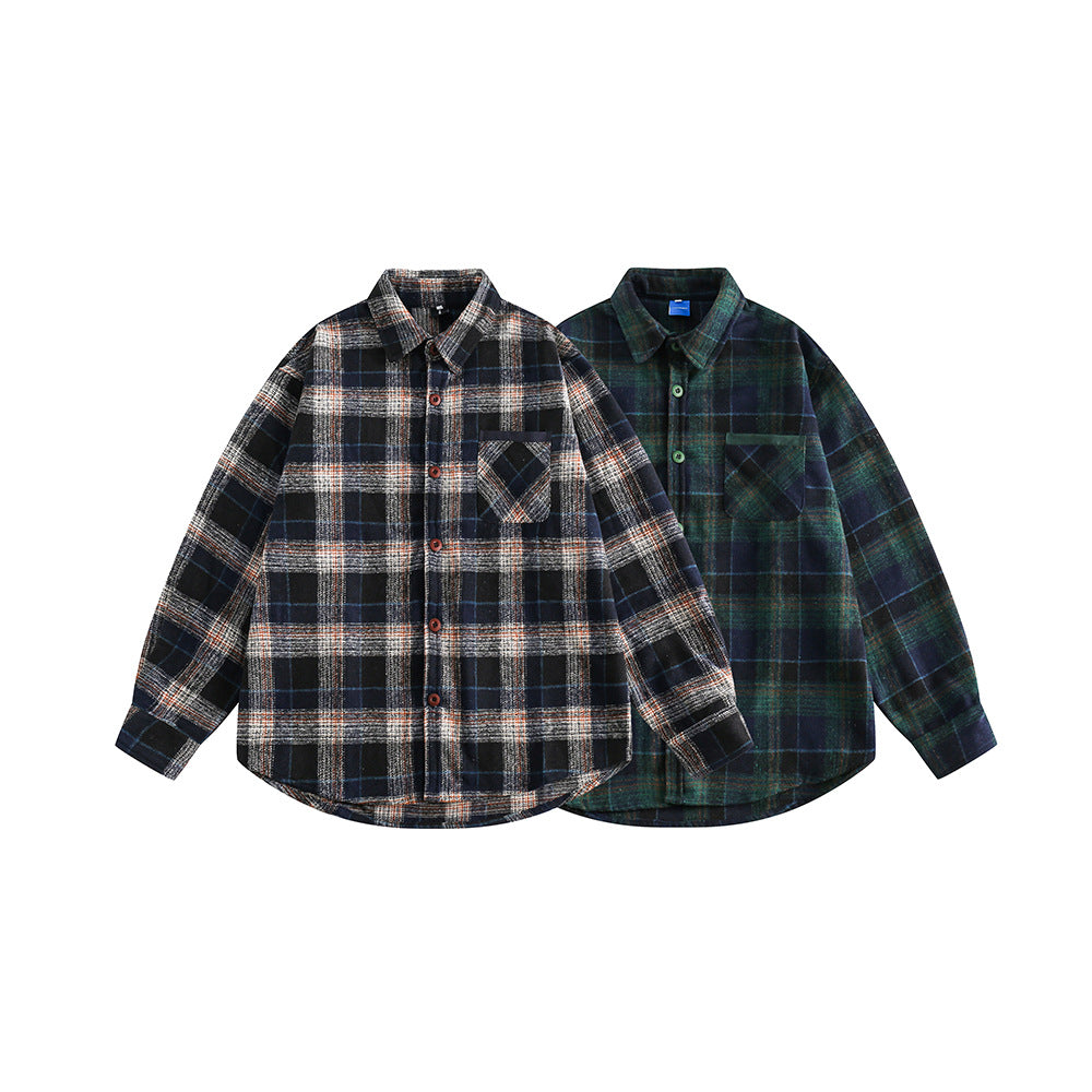 Men's Plaid Long Sleeve Button-Down Shirt
