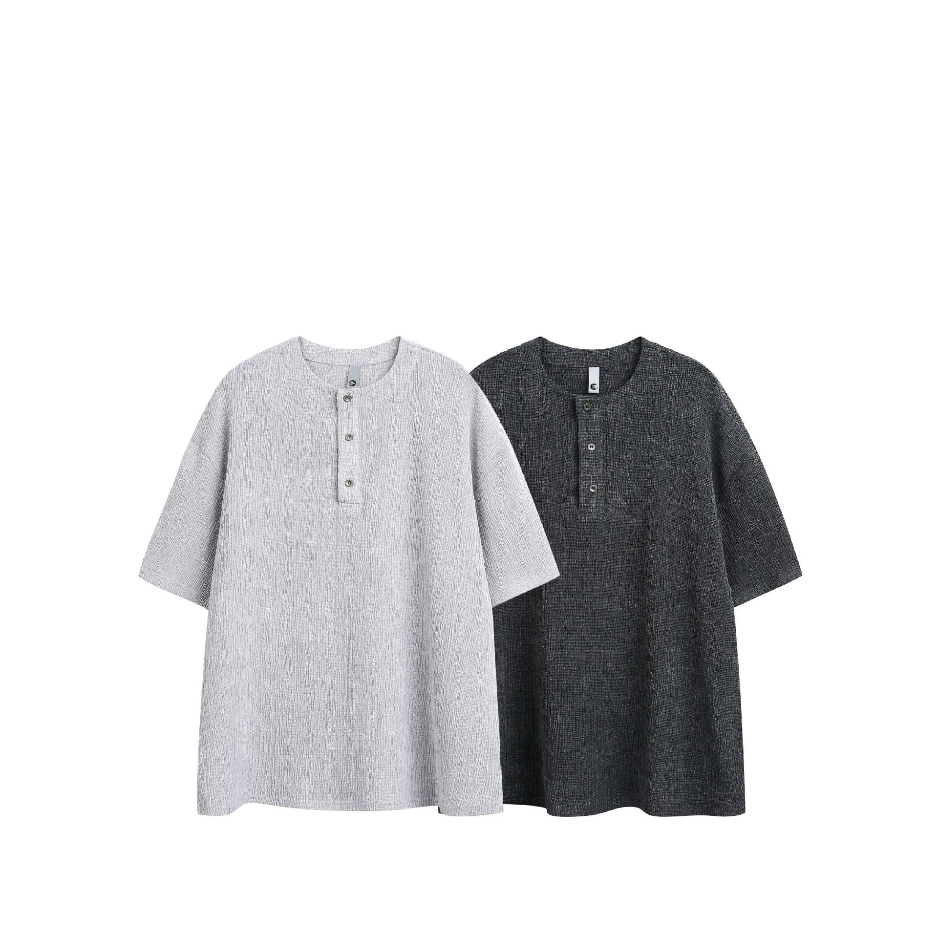Men's Textured Henley Neck Short Sleeve T-Shirt