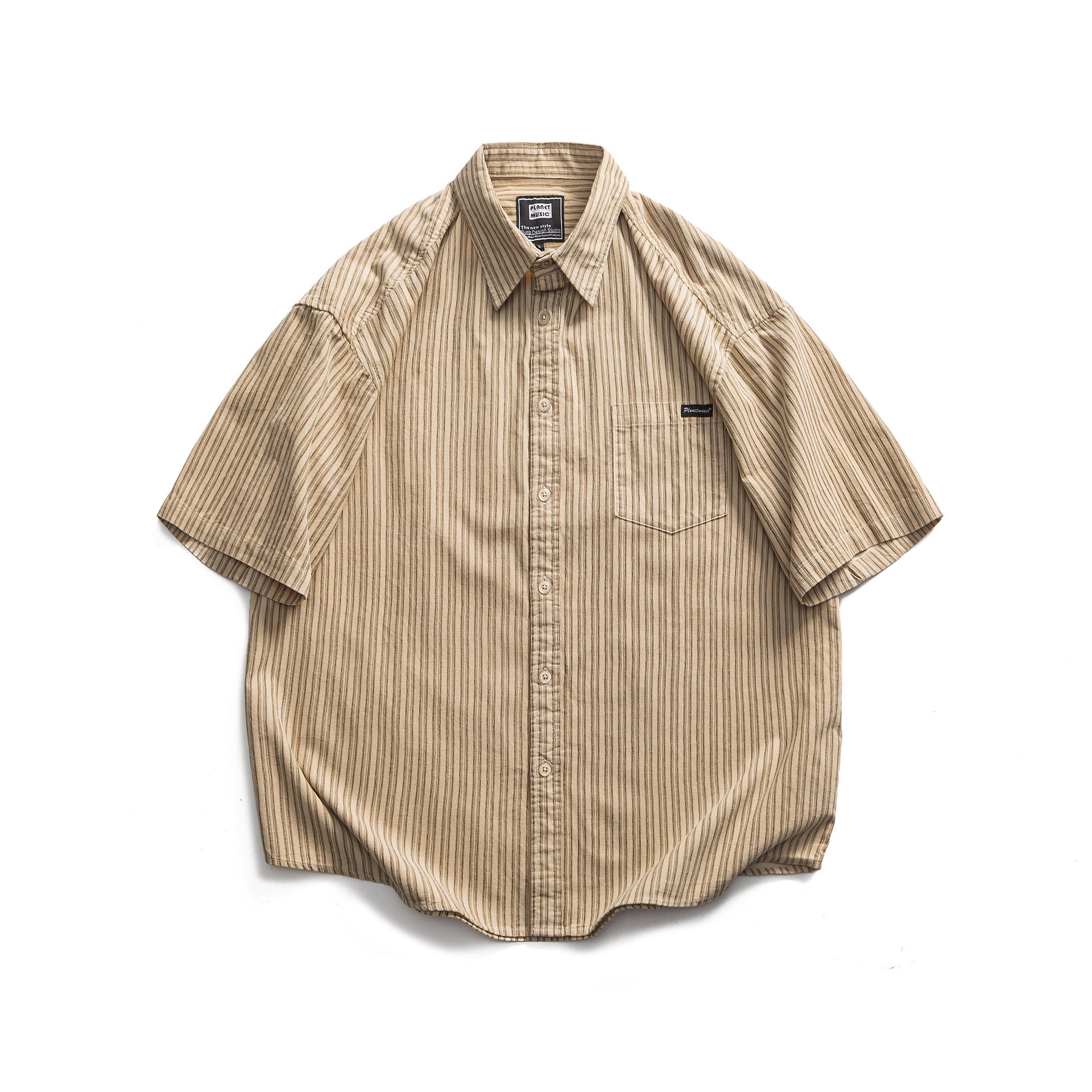 Men's Striped Short Sleeve Button-Down Shirt