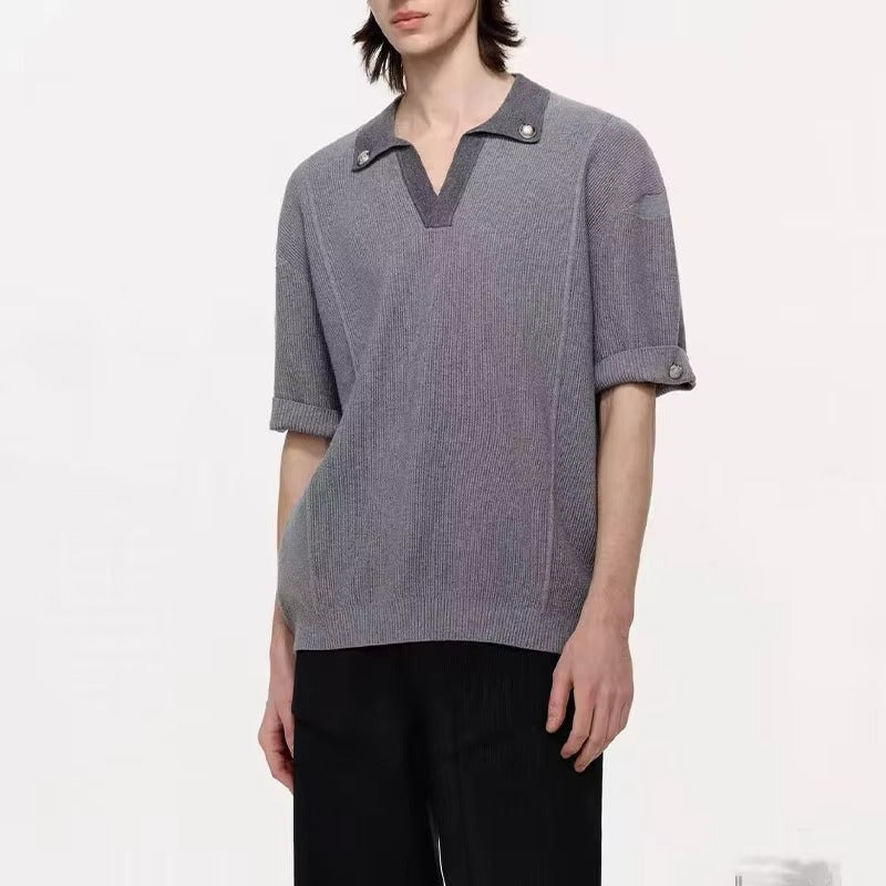 Men's Knitted Cotton Short Sleeve Polo Shirt