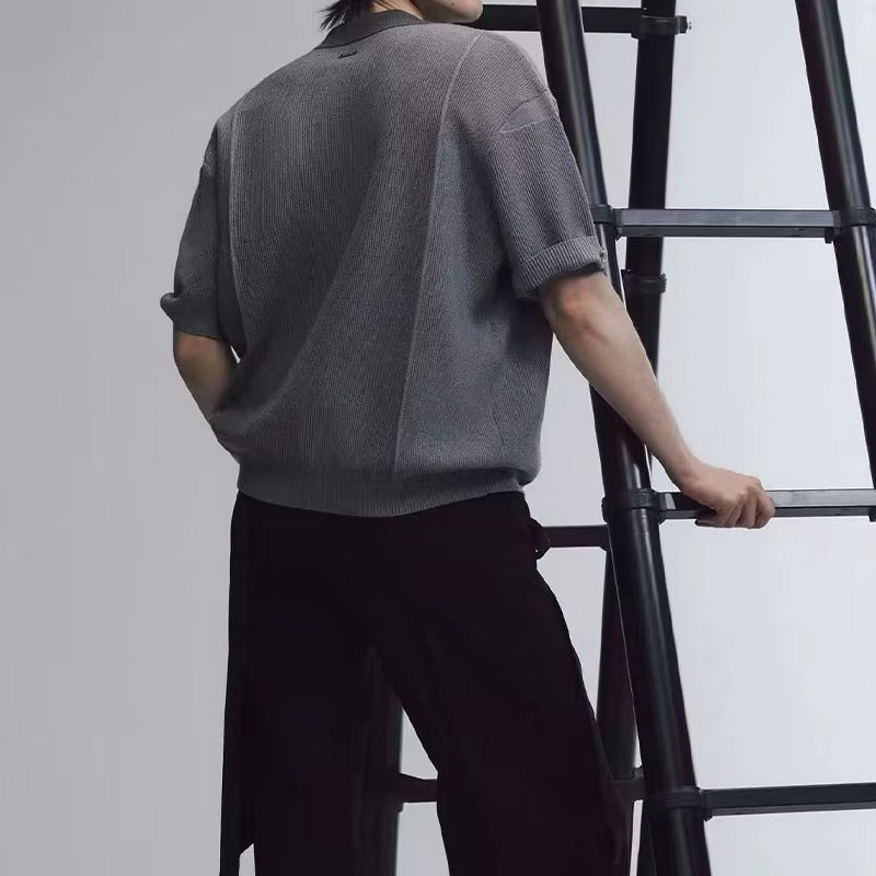 Men's Knitted Cotton Short Sleeve Polo Shirt