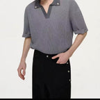 Men's Knitted Cotton Short Sleeve Polo Shirt
