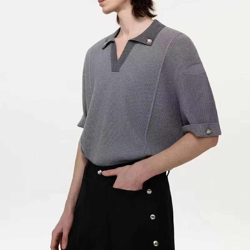 Men's Knitted Cotton Short Sleeve Polo Shirt