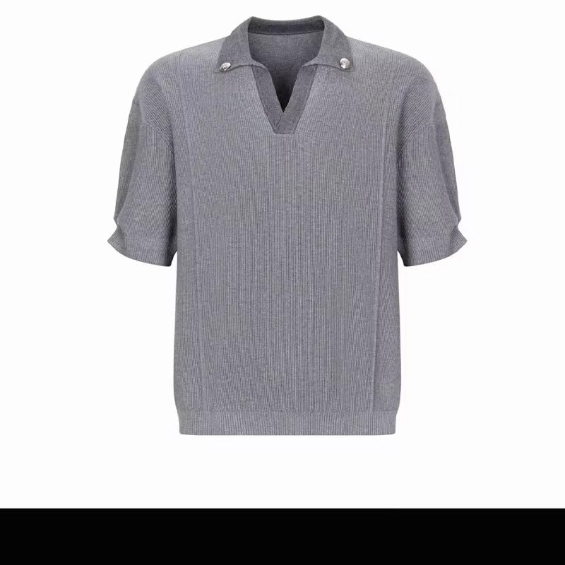 Men's Knitted Cotton Short Sleeve Polo Shirt