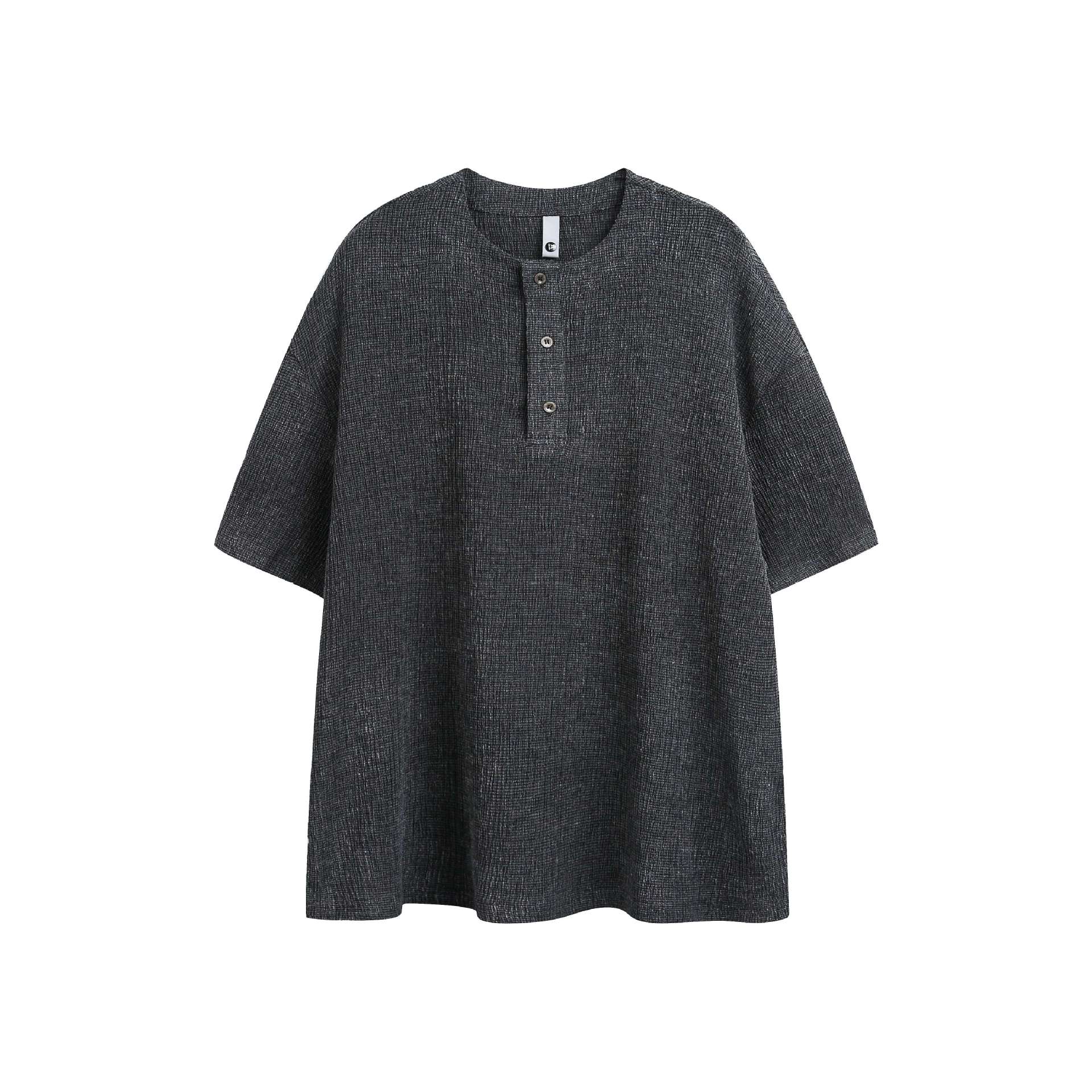 Men's Textured Henley Neck Short Sleeve T-Shirt