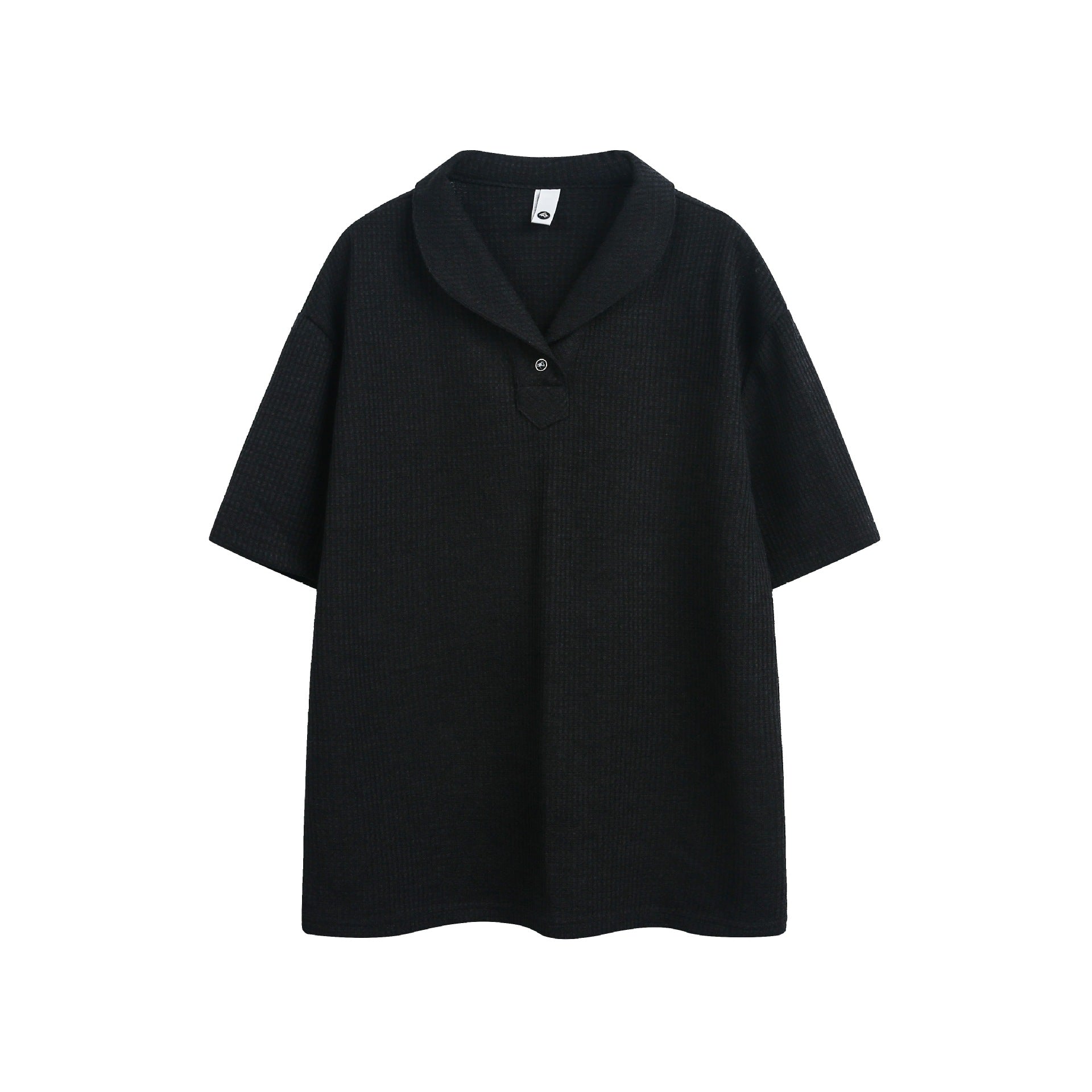 Men's Textured Knit Shawl Collar Short Sleeve Polo Shirt