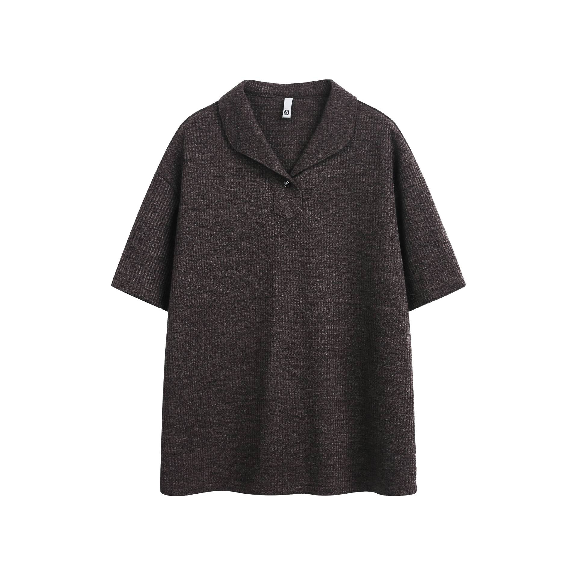 Men's Textured Knit Shawl Collar Short Sleeve Polo Shirt