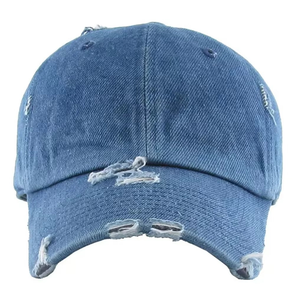 Distressed Denim Baseball Cap
